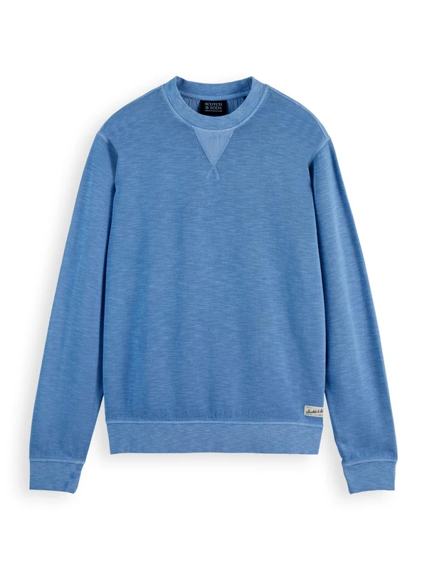 Scotch & Soda Men's Garment Dye Structured Sweatshirt, Lake-blue, XL