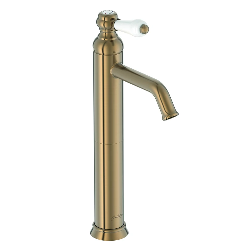 Jacob Delafon - Louise high spout Basin Mixer - Retro Design, Ceramic Handle - Water Saving - 17x36.5x5.5cm - Bronze Finish - E24361-BCN