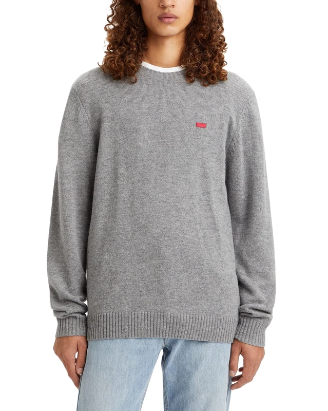 Levi's Men's Original Housemark Sweater Sweatshirt, Mid Tone Grey Heathe, XS