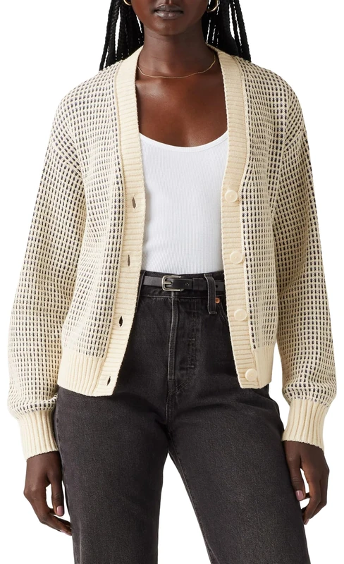 Levi's Women's Snowflake Cardigan, Butter Cream Stripe, M