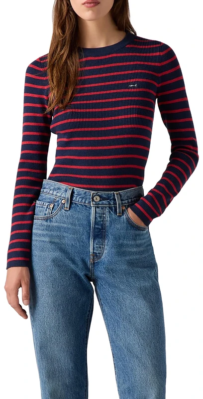 Levi's Women's Crew Rib Sweater Sweatshirt, Parisienne Stripe Na, XS