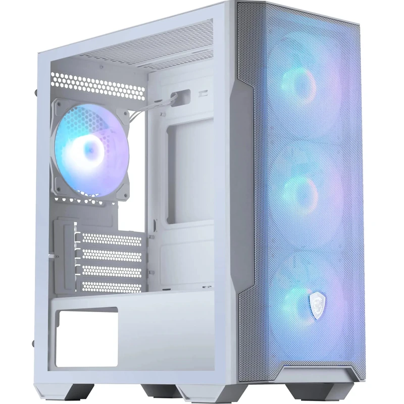 MSI MAG FORGE M100R WHITE PC Case - Micro-ATX Capacity, GPU Support up to 300 mm , ARGB Fans, Magnetic Dust Filters, Tempered Glass, 1-6 ARGB Control Board, USB 3.2 Gen 1 Type-A