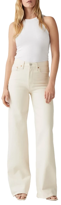 Levi's Women's Ribcage Wide Leg Jeans, Barely Freezing, 32W x 30L