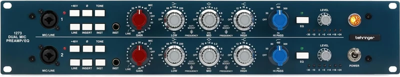 Behringer 1273 Legendary 2-Channel Microphone Preamplifier with 3-Band Equalizers and Custom-Built Midas Transformers