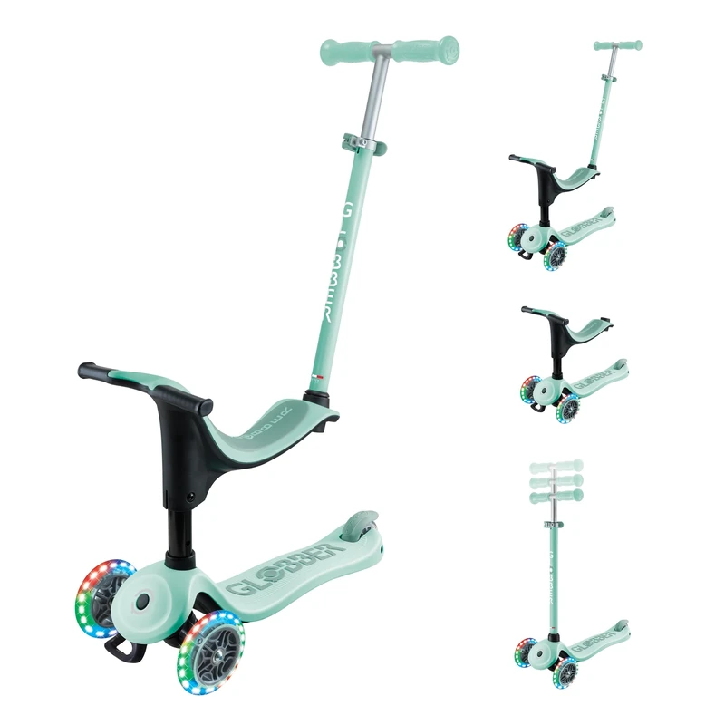 Globber - GO•UP Sporty Lights - 3-Wheel Scooter with Seat - Kids from 15 Months - Mint Green