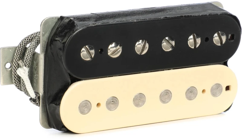DiMarzio DP 308BZ PAF 57 Neck Humbucker Electric Guitar Pickup, Black/Antique White Zebra