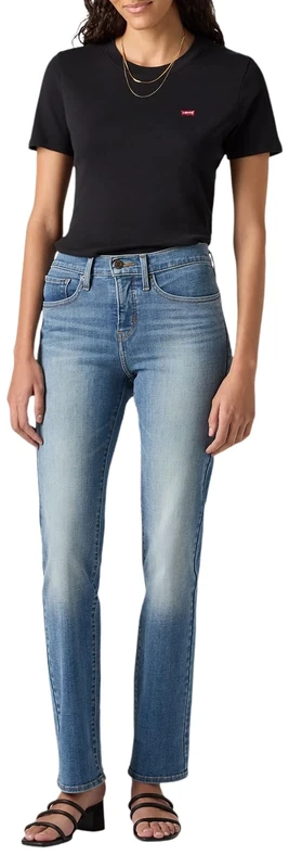 Levi's Women's 314 Shaping Straight Jeans, Smudged Line, 28W / 30L