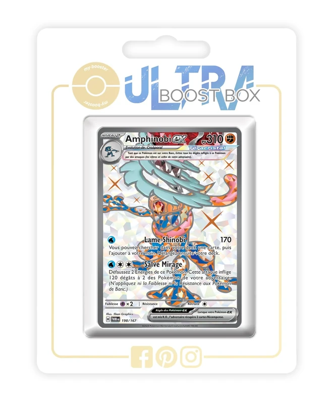 Amphinobi ex (Greninja ex) 198/167 Tera Shiny Full Art - my-booster X Écarlate et Violet 6 - Mascarade Crépusculaire Box of 10 Pokemon French Cards