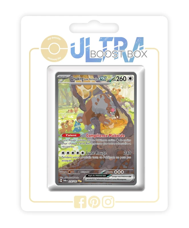 Ursaking Lune Vermeille ex (Bloodmoon Ursaluna ex) 216/167 Alternative Shiny Pokémon Gallery - my-booster X Écarlate et Violet 6 - Mascarade Crépusculaire Box of 10 Pokemon French Cards