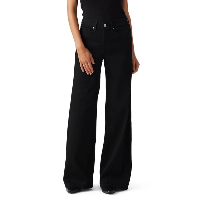 Levi's Women's 318 Shaping Wide Leg Jeans, Soft black, 29W / 30L