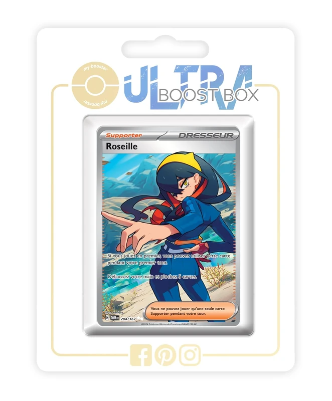 Roseille (Carmine) 204/167 Shiny Full Art Trainer - my-booster X Écarlate et Violet 6 - Mascarade Crépusculaire Box of 10 Pokemon French Cards