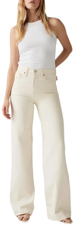 Levi's Women's Ribcage Wide Leg Jeans, Barely Freezing, 24 W/34 L