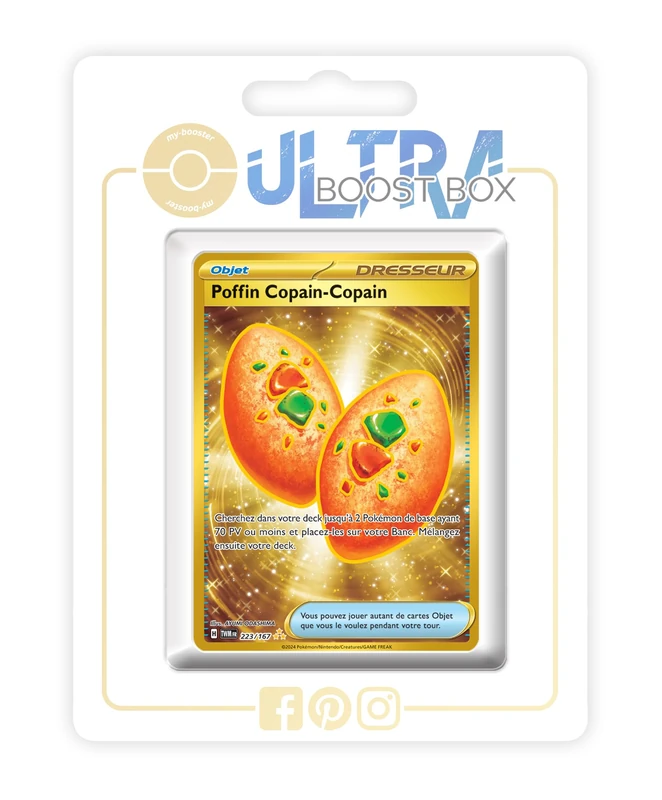 Poffin Copain-Copain (Buddy-Buddy Pofin) 223/167 Shiny Gold Trainer - my-booster X Écarlate et Violet 6 - Mascarade Crépusculaire Box of 10 Pokemon French Cards