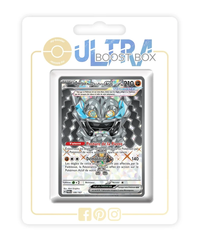 Ogerpon Masque de la Pierre ex (Cornerstone Mask Ogerpon ex) 199/167 Tera Shiny Full Art - my-booster X Écarlate et Violet 6 - Mascarade Crépusculaire Box of 10 Pokemon French Cards