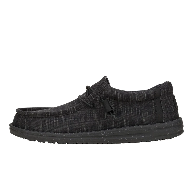 HEYDUDE - Men's Wally Stretch Fleece Midnight Slip-On Loafer Shoes 12 UK Black