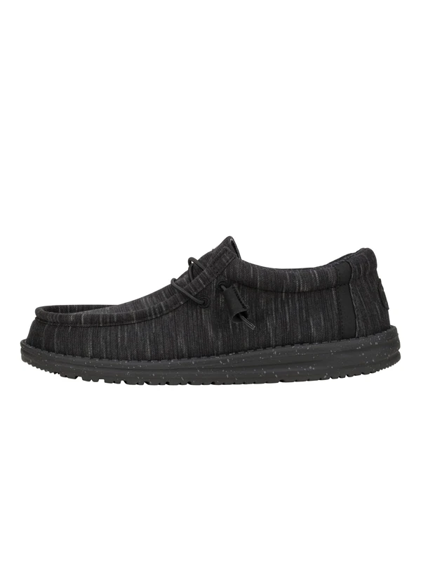 HEYDUDE Men Wally Stretch Fleece Midnight Casual Moccasin 40 EU Black