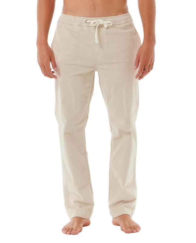 RIP CURL - Men's Classic Surf Beach Pants - Back Pocket - Woven Label - 100% Cotton, Vintage White, M