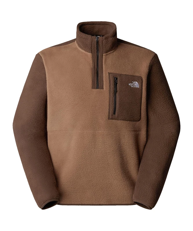 The North Face Men's Yumiori 1/4 Zip Sweatshirt, Latte/Smokey Brown/Tnf, M