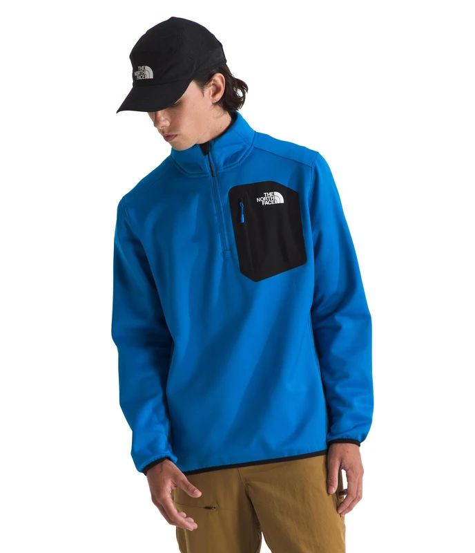 The North Face Men's Crest 1/4 Zip Sweatshirt, Hero Blue/Tnf Black, M