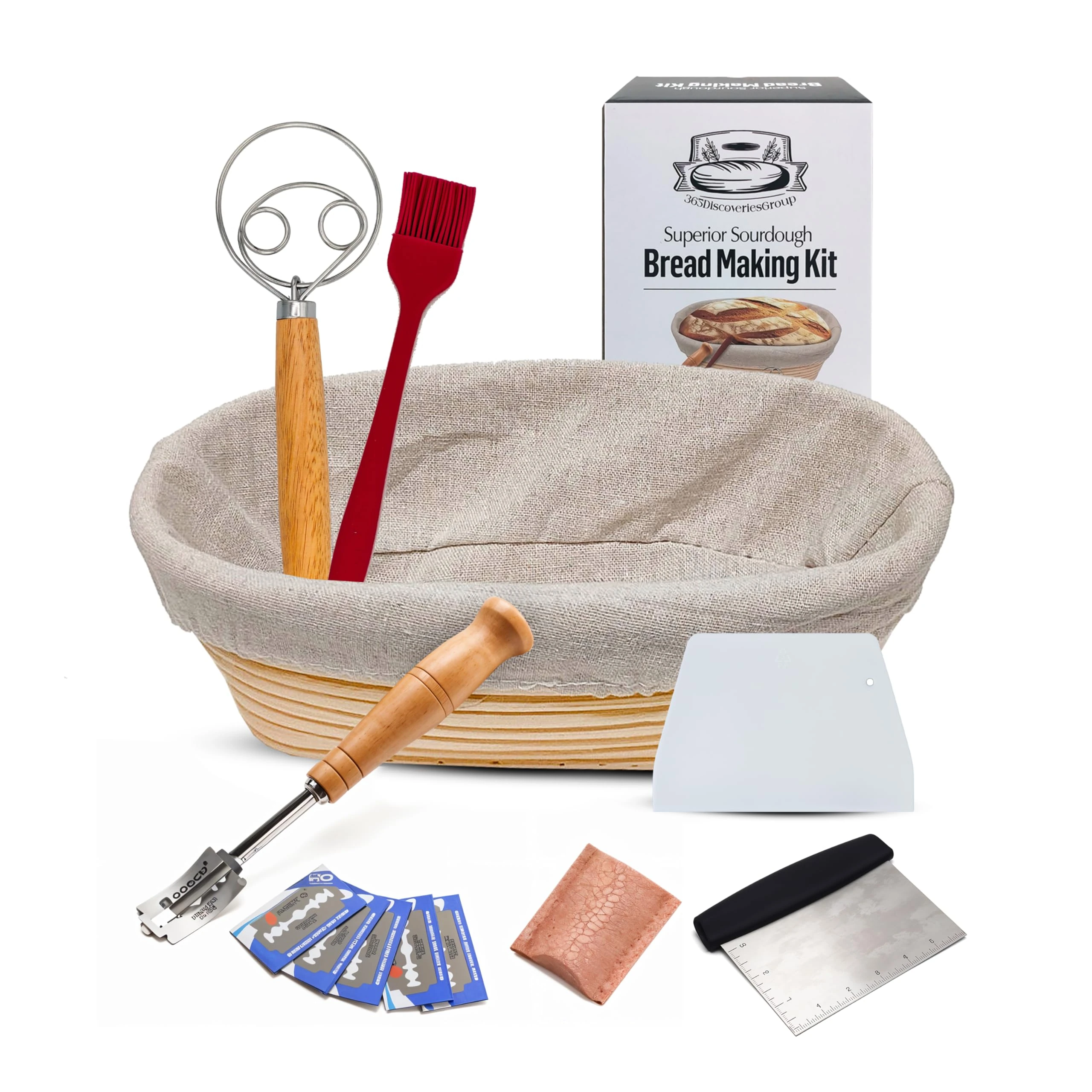 Premium Sourdough Proofing Basket | sourdough starter kit| Ideal for Shaping & Supporting Dough| 10 Inch Oval Banneton Proofing Basket | Made of Indonesia Rattan| Easy Cleaning