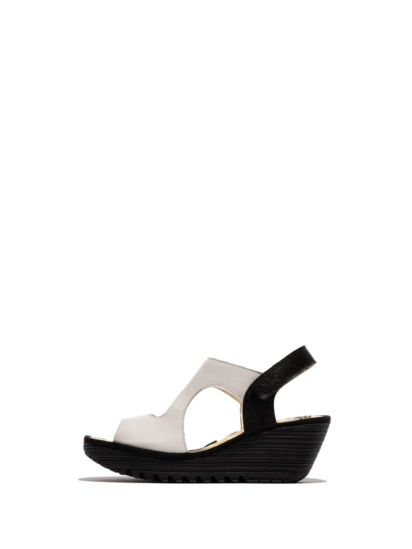 Fly London YOXA576FLY Women's Sandal, White/black