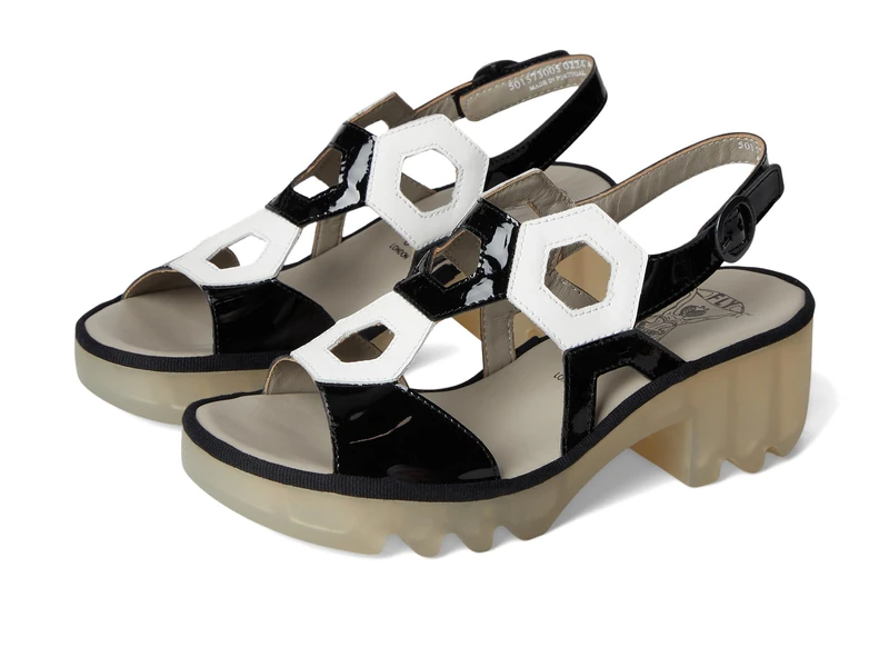 Fly London TEWA573FLY Women's Sandal, Black/white