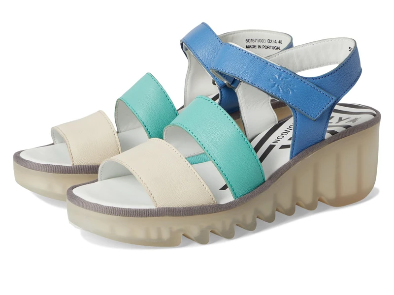 Fly London BEXY575FLY Women's Sandal, Offwhite/mint/blue