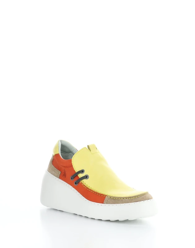 Fly London Women's DAVY667FLY Sneaker, Taupe/Yellow/Poppy Orange, 5 UK