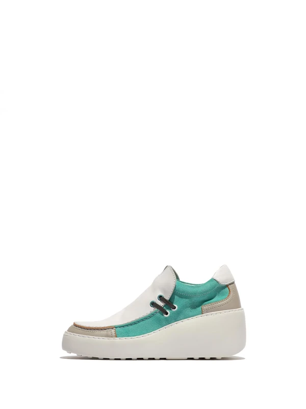 Fly London DAVY667FLY Women's Shoes, Silver/White/Spearmint