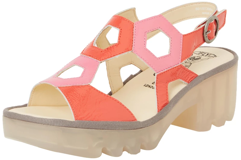 Fly London Women's TEWA573FLY Sandal, Scarlet/Pink, 8 UK