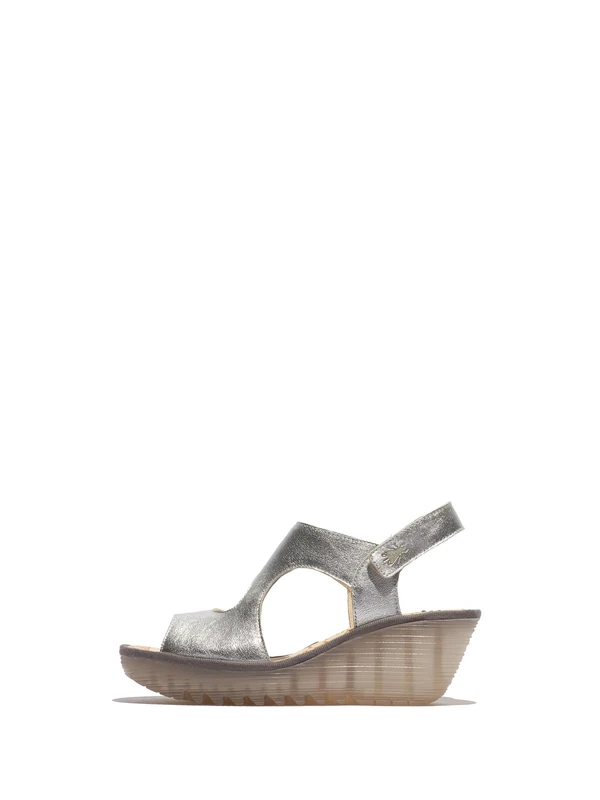 Fly London Women's YOXA576FLY Sandal, Silver, 4 UK