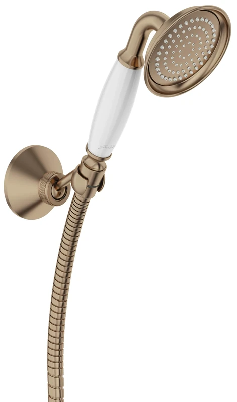 Jacob Delafon - Louise Shower Set - with Hook, Hose and Hand Shower - Retro Design - Water Saving - 150x8.5x7.3cm - Bronze Finish - E24365-BCN