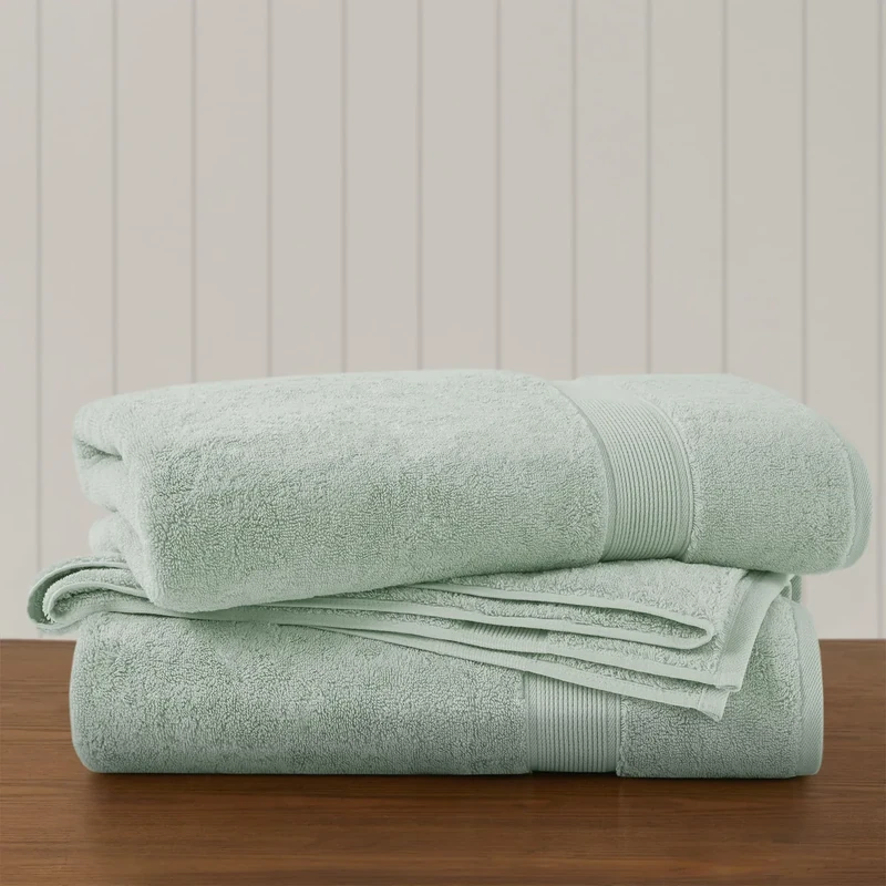 Madison Park Signature 800GSM 100% Cotton Luxurious Bath Towel Set Highly Absorbent, Quick Dry, Hotel & Spa Quality for Bathroom, Oversized Bath Sheet Set 34"x 68", Seafoam 2 Piece