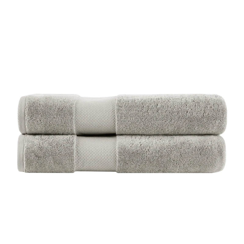 MADISON PARK SIGNATURE Turkish Bath Sheet Set 100% Cotton Bath Towel 600GSM Oversized Body Towel 2 Piece, Luxury Soft, Thick Spa Quality, Quick Dry Bathroom Towel, Jumble, 35" x 70", Grey