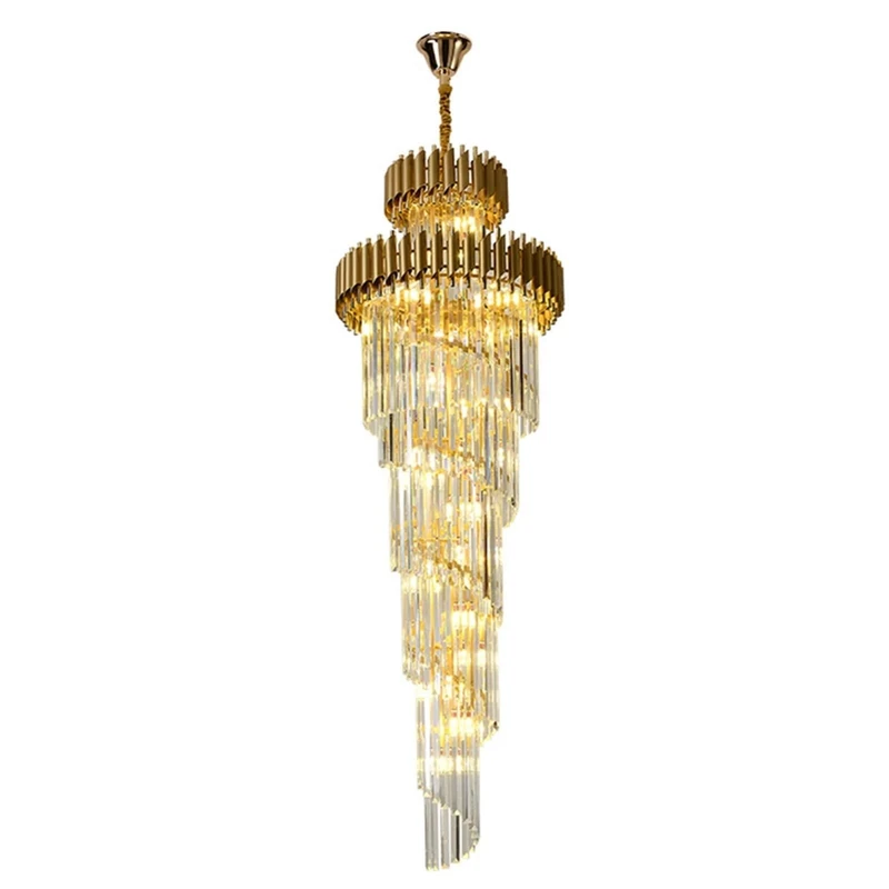 WPJQJWD Staircase Crystal Chandelier Modern Entryway Long Pendant Light Round Crystals Large High Ceiling Light Fixtures for Villa Duplex Building Living Room Hotel Lobby(Dia80cm x H260cm)