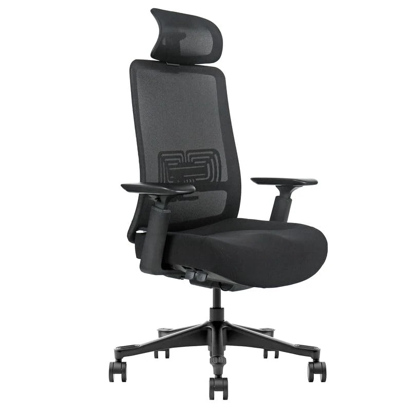 G-PACK PRO Mesh Office Chair with Headrest – Ergonomic Office Chair with Lumbar Support, Adjustable 3D Arms & Soft Seat – Holds Up to 330lbs (Black)