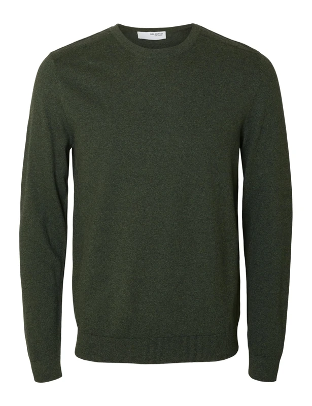 SELECTED HOMME Male Long Sleeve Knitted Jumper, Forest Night, XXL - Image 1