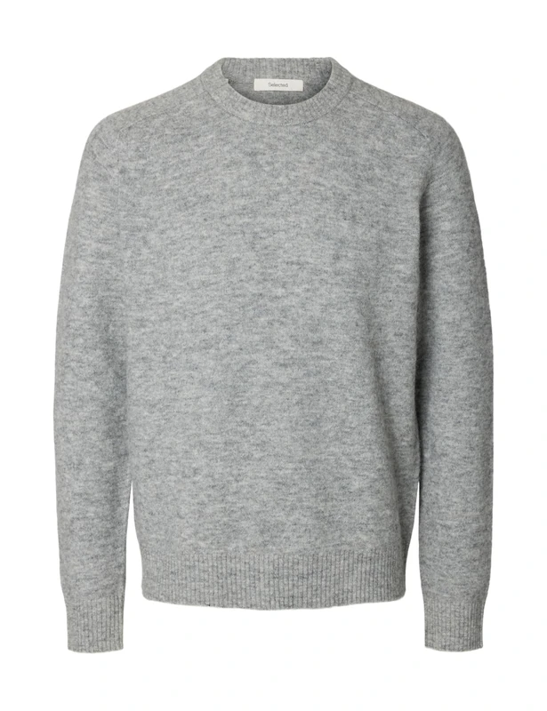 SELECTED HOMME Male Long Sleeve Knitted Jumper, Light Grey Mix, XXL
