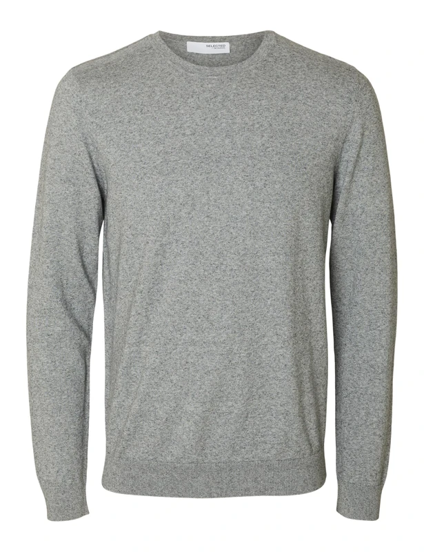 SELECTED HOMME Men's Slhberg Crew Neck Noos Pullover Sweater, Light Grey Mix, XL - Image 1