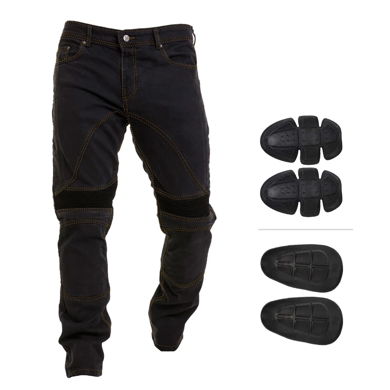 Juicy Trendz Men’s Motorcycle Jeans – Motorbike Riding Pants, Stretch Denim Biker Jeans with Removable Pads, Knee & Hip Protectors Safety Jeans for Men