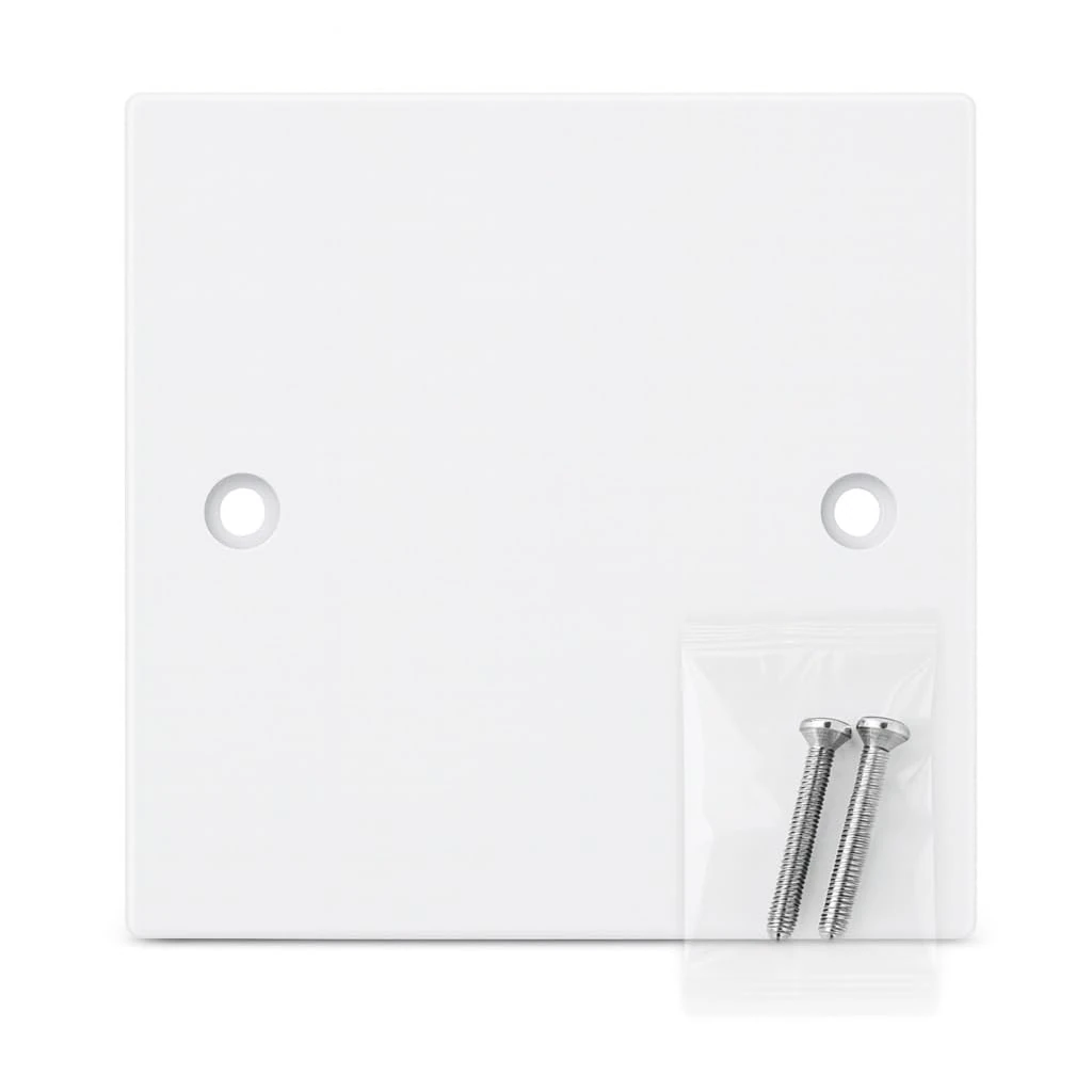 1pcs Single Blanking Plate Cover for Electrical Sockets Back Box White Finish, With Screws (86mm x 86mm)