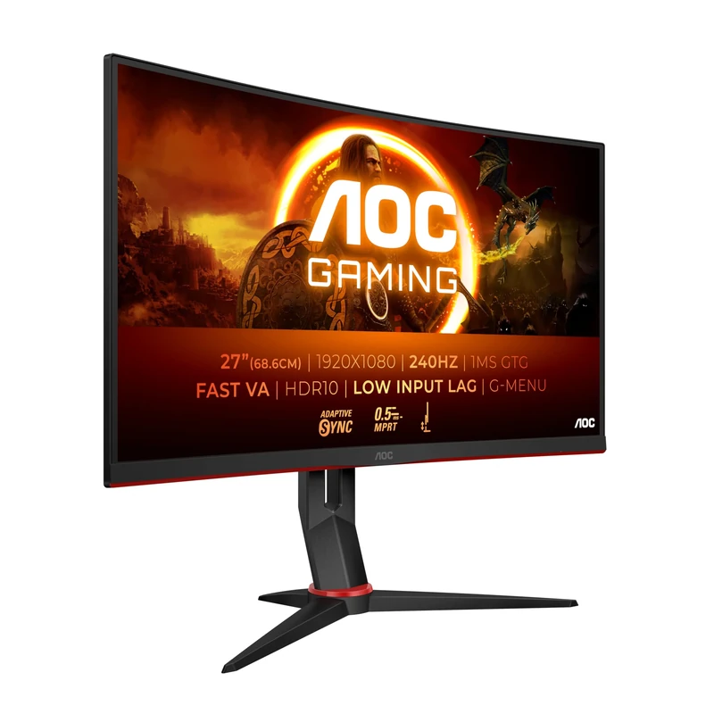AOC gaming C27G4ZXE - 27 Inch Curved FHD Monitor, 280Hz, 0.3ms, Fast VA, HDR10, Esports base, low Input Lag, FreeSync (1920 x 1080,300 cd/m2, HDMI 2.0 / DP 1.2)
