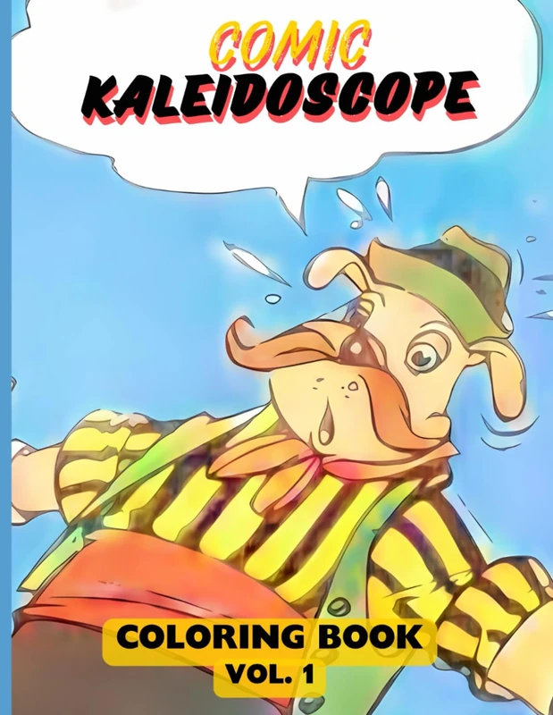 Comic Kaleidoscope Coloring Book Vol. 1: Vintage Black and White Comic Strip Art Illustrations For Kids and Adults - Image 1