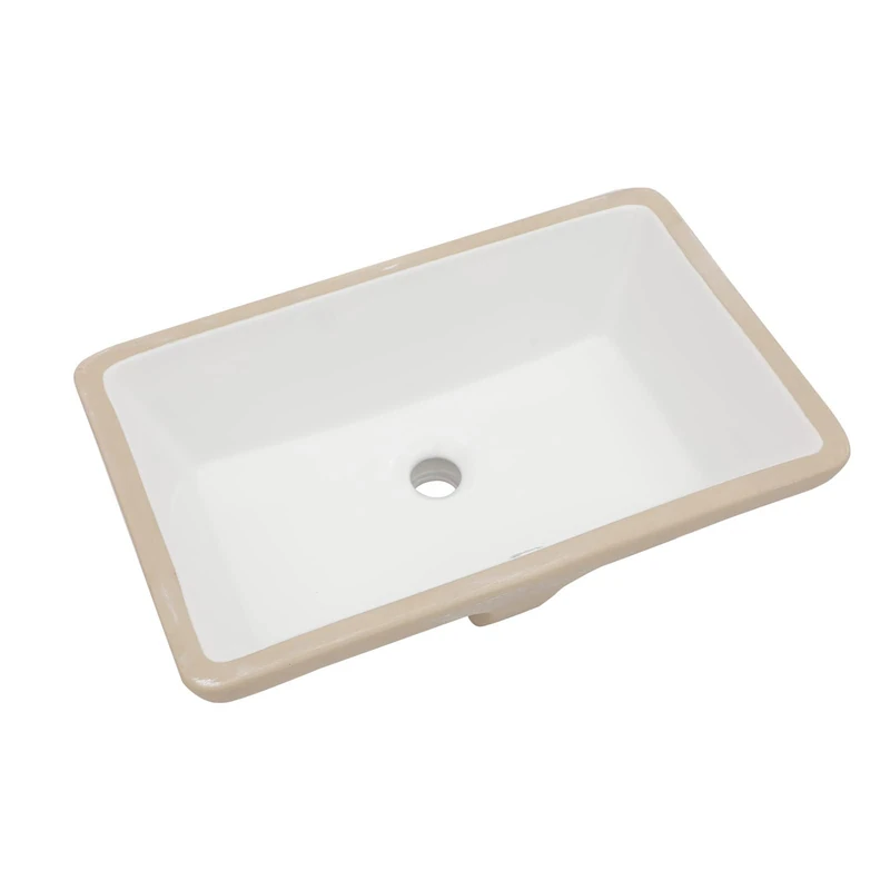 Sarlai Undermount Rectangular Vessel Sink - 21 x 13 inch Modern White Ceramic, Vanity Sink Art Basin with Overflow, Interior Bowl Size 18.9"x11.8"x4.75"