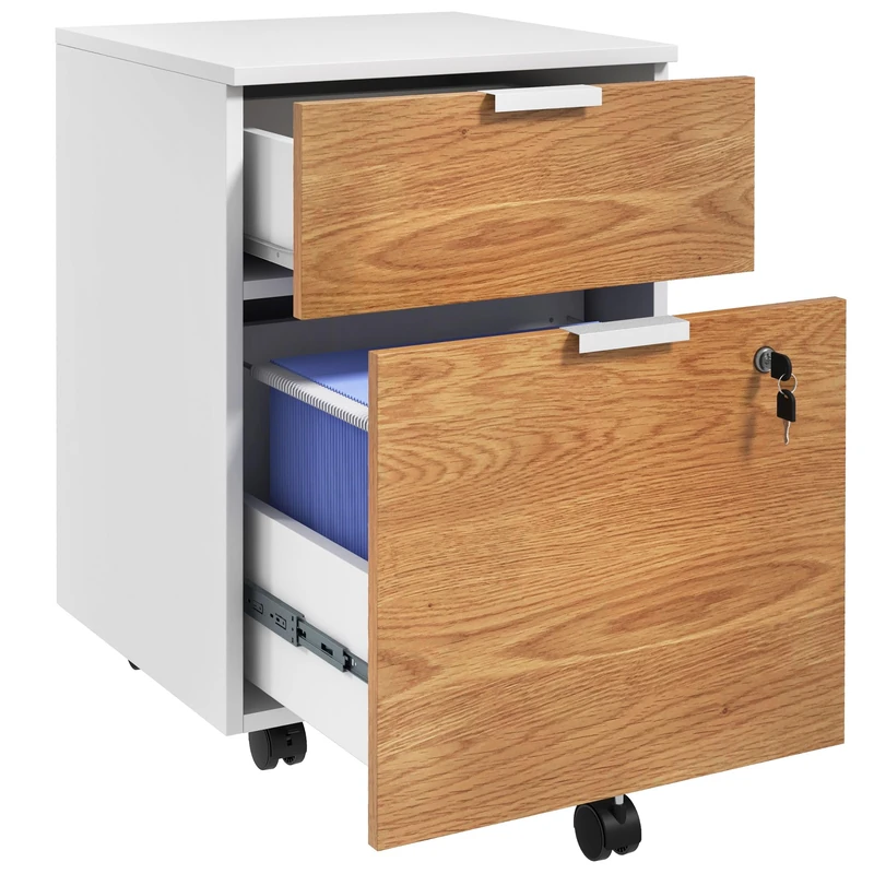 HOMCOM 2 Drawer Filing Cabinet with Adjustable Hanging Bars for A4 and Letter