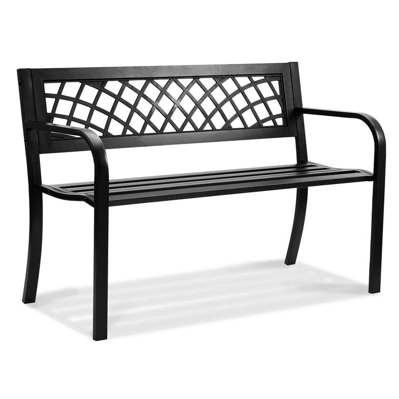 VEVOR Outdoor Bench, 46 inches Metal for Outdoors, 480 lbs Load Capacity, Park with Backrest and Armrests, Patio for Garden, Park, Yard, Front Porch