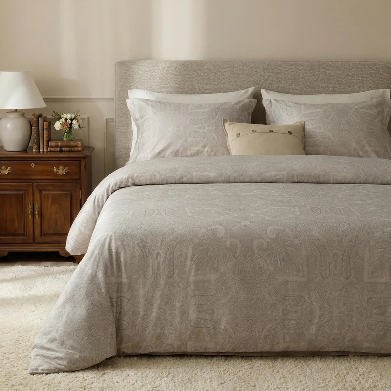 HeimenAogo Egyptian Cotton Duvet Cover California King Sateen Weave, Silky Soft Boho Duvet Cover Zipper Closure, Long Staple Cotton Bed Linen Boteh Damask Medallion Paisley 3Pcs (104"×98")