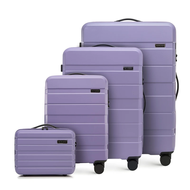WITTCHEN Comodo Line Suitcase Hand Luggage Set ABS Telescopic Handle TSA Lock 4 Double Wheels, Purple, Koffer-Set 4tlg., Suitcase Set of 4.