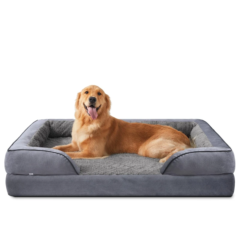 INVENHO Orthopaedic Dog Bed - XL Washable Dog Sofa with Egg Crate Foam, Waterproof Lining and Non-Slip Base