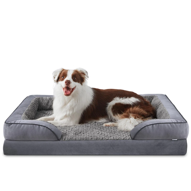 INVENHO Orthopedic Dog Bed for Large Dogs, Washable, Large Dog Bed, Waterproof, Egg Crate Foam Dog Couch Bed with Washable Removable Cover, Waterproof Lining and